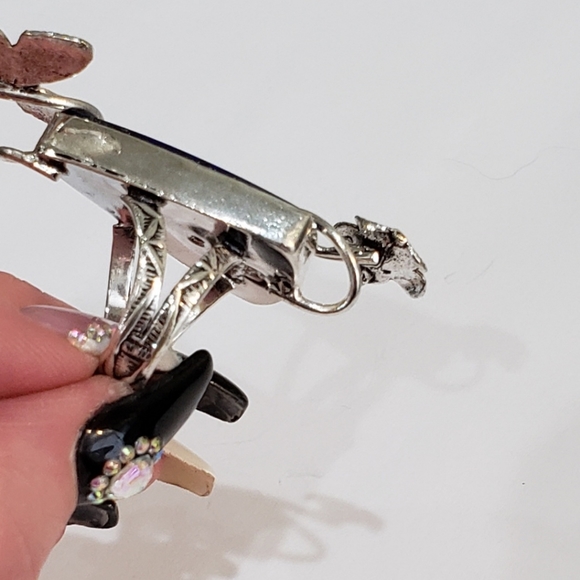 Lapis lazuli gemstone, 925 silver ring, natural stone, flower design ring - Picture 6 of 14